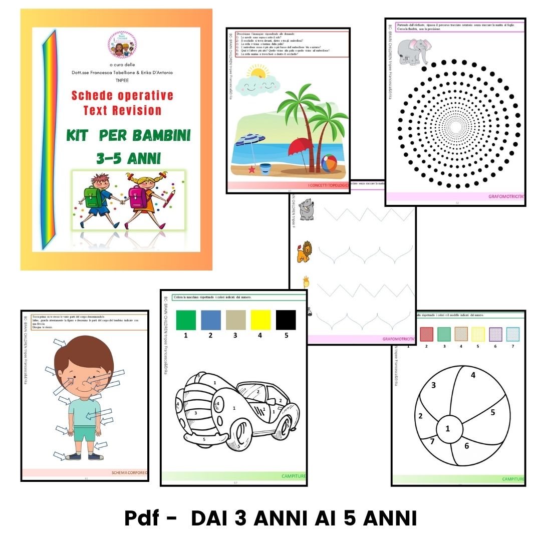 PACCHETTO pdf PER LAVORARE CON BAMBINI DAI 3 AI 6 ANNI
