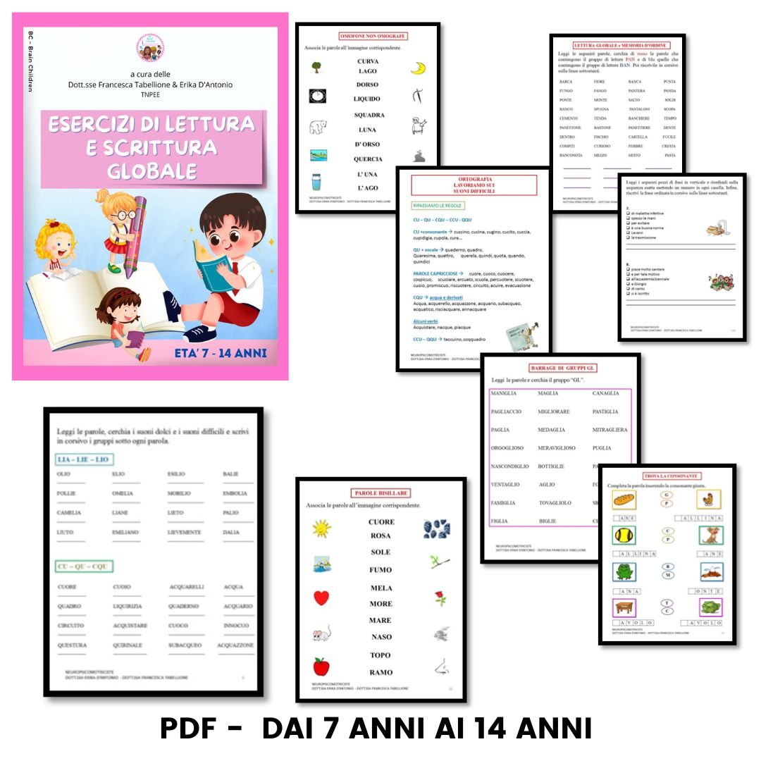 Esercizi lettura e scrittura globale PDF+STAMPATO