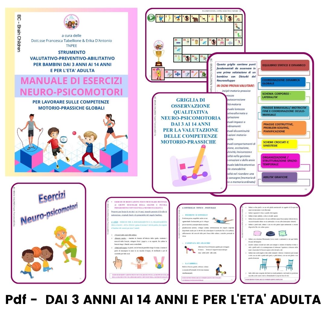 PACCHETTO pdf PER LAVORARE SULL'AREA NEUROPSICOMOTORIA