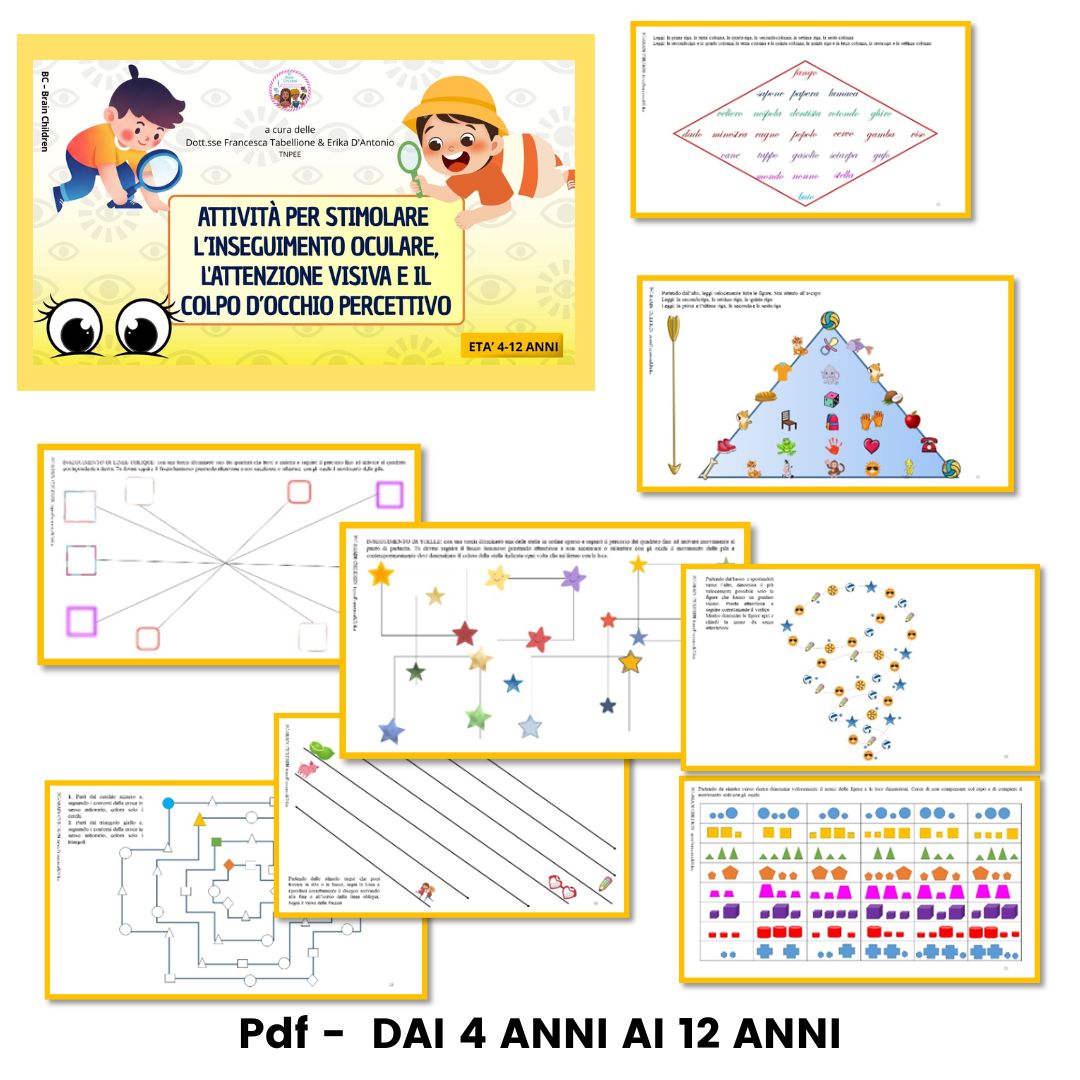 ATTIVITA' PER STIMOLARE L'INSEGUIMENTO OCULARE, L'ATTENZIONE VISIVA E IL COLPO D'OCCHIO PERCETTIVO - STAMPATO