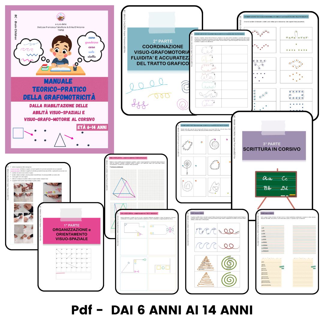 MANUALE TEORICO-PRATICO DELLA GRAFOMOTRICITÀ - DALLA RIABILITAZIONE DELLE ABILITA' VISUO-SPAZIALI E VISUO-GRAFO-MOTORIE AL CORSIVO STAMPATO