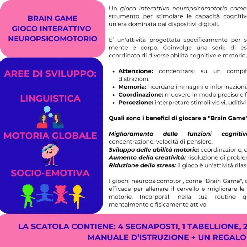 BRAIN GAME (scatola gioco neuropsicomotorio) consegna prevista 2 settimane